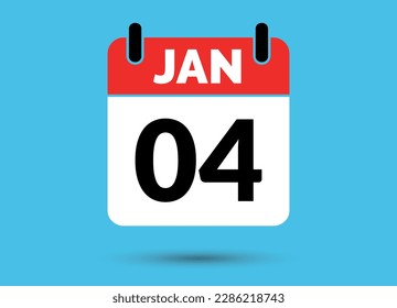4 de enero Fecha del calendario Icono plano Día 4 Ilustración vectorial