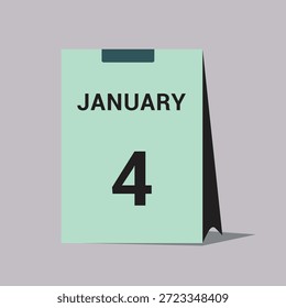 4 january calendar date icon minimal desk calendar vector illustration