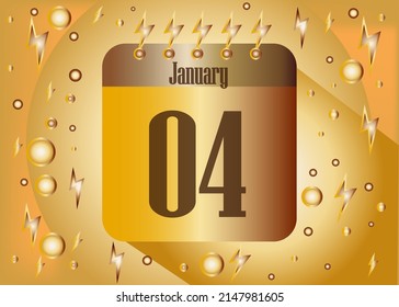 4 January. Calendar icon for the days of the month with lightning and shock