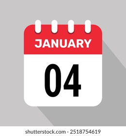 4 enero Calendario Icono Vector Diseño gráfico