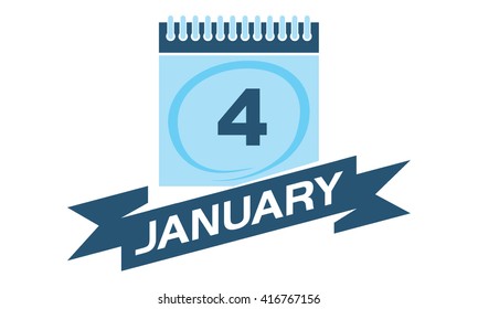 4 January Calendar with Ribbon