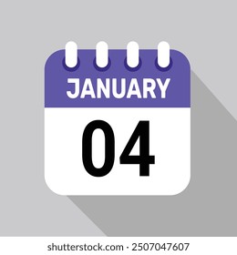 4 enero Diseño web mensual de la página de texto del icono del calendario.