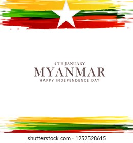 4 January Happy Independence Day Of Myanmar Flag With white Background.