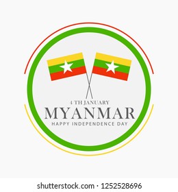 4 January Happy Independence Day Of Myanmar Flag With white Background.