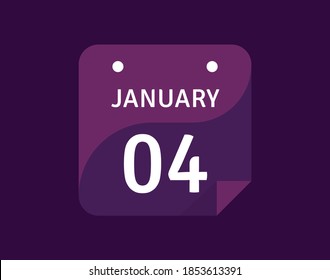 4 January, January 4 icon Single Day Calendar Vector illustration
