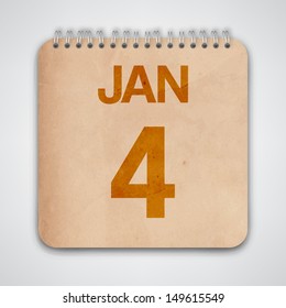 4 January on Old Notebook Vector