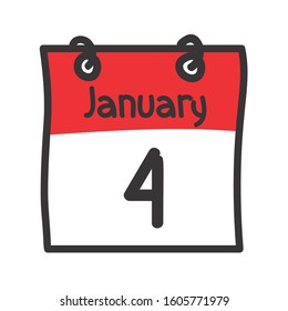 4 January. Vector flat daily calendar icon. Date and time, day, month. Holiday