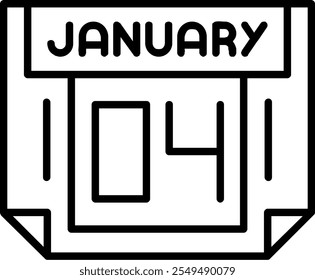 4 January Vector Icon Outline Stlye