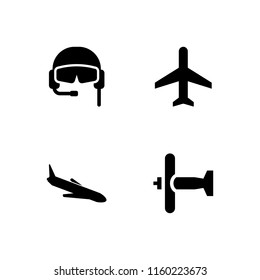 4 jet icons in vector set. plane, aircraft, pilot and airplane illustration for web and graphic design