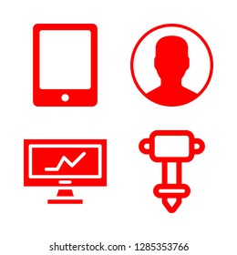 4 job icons with jackhammer and computer in this set