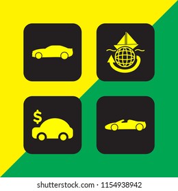 4 journey icons in vector set. tourism and car illustration for web and graphic design