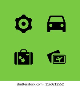 4 journey icons in vector set. trip luggage, trip and car illustration for web and graphic design