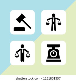 4 judge icons in vector set. auction and scale illustration for web and graphic design