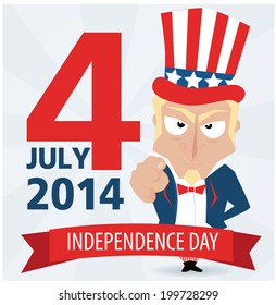 4 July American independence day design uncle Sam