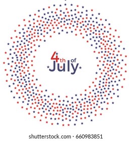 4 of July Banner for Celebration American President Day, stars border round frame with  stars colored as USA Flag. USA border  Background, Vector Illustration 