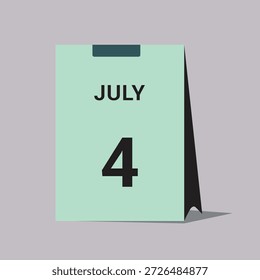 4 july calendar date icon minimal desk calendar vector illustration