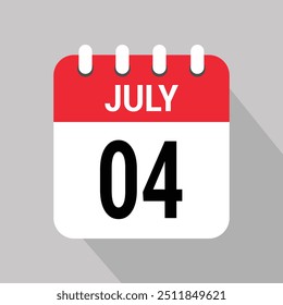 4 july calendar icon text monthly vector page web design