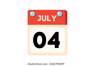4 july calendar icon text page monthly web design on Coral, Peach, Black, Blue and White background vector, icon, or illustration with the month of july 4