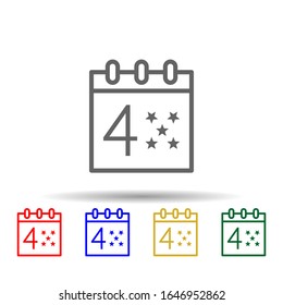 4 of july, calendar, usa multi color style icon. Simple thin line, outline vector of 4th of july icons for ui and ux, website or mobile application