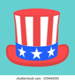 4 of July celebration hat icon. Hat for independence day. Uncle Sam hat.