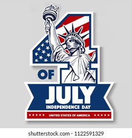 4 of July day of independence, Statue of Liberty, NYC, USA symbol