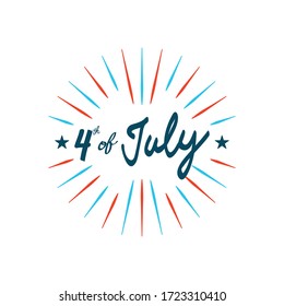 4 of july design with decorative stars and burst over white background, flat style, vector illustration