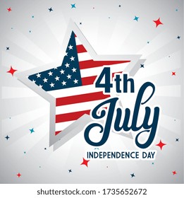 4 of july happy independence day with decoration vector illustration design