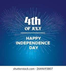 4 July, Happy Independence Day, United States of America celebration. Blue background abstract design event card banner poster. Happy Independence Day, 4th Of July.  