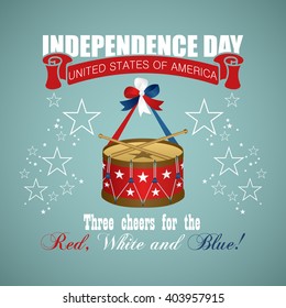 4 July Independence Day festive background with drum, vector illustration