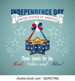 4 July Independence Day festive background with drum, vector illustration