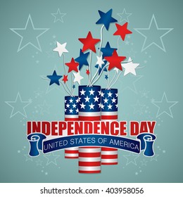 4 July Independence Day festive background with petards, vector illustration