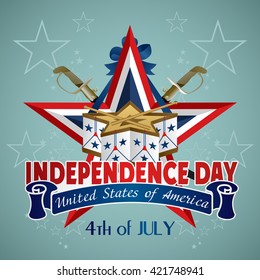 4 July Independence Day festive background with drum, vector illustration