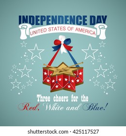 4 July Independence Day festive background with drum, vector illustration