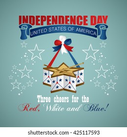 4 July Independence Day festive background with drum, vector illustration