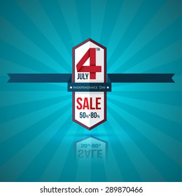 4 July Independence day hanging with ribbon, vector illustration. Can use for sale banner promotion.