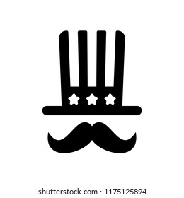 4 july, independence day. hat and mustache icon