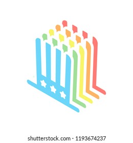 4 july, independence day. hat icon. Stack of colorful isometric icons on white background