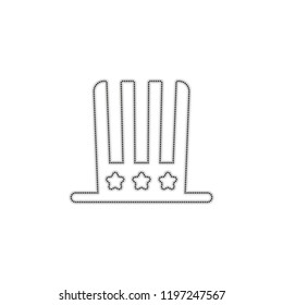 4 july, independence day. hat icon. Dotted outline silhouette with shadow on white background