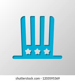 4 july, independence day. hat icon. Paper design. Cutted symbol with shadow