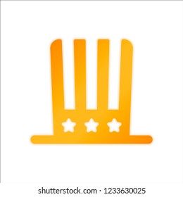 4 july, independence day. hat icon. Orange sign with low light on white background
