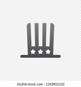 4 july, independence day. hat icon. On grid background