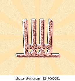 4 july, independence day. hat icon. Vintage retro typography with offset printing effect. Dots poster with comics pop art background