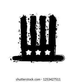4 july, independence day. hat icon. Black ink with splashes on white background