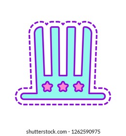 4 july, independence day. hat icon. Colored sketch with dotted border on white background