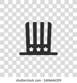 4 july, independence day. hat icon. Black symbol on transparency grid