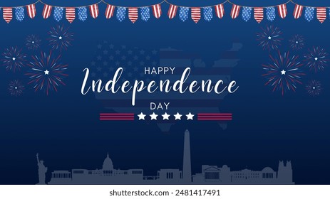 4 July Independence day of United States of America - festive vector cards with fireworks. vector illustrator