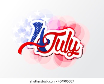 4 July independence day vector illustration with background, typography, flag, halftone colors