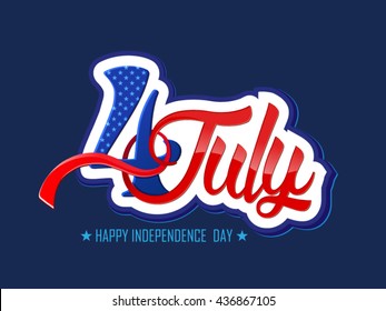 4 July independence day vector illustration typography with background, typography, flag. 