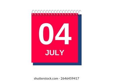 4 july month single day vector, illustration, calendar with red, blue and white color background calendar icon of july 4
