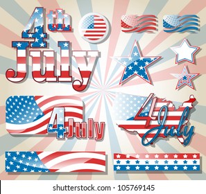 4 July symbol set eps10